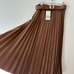 Zara Faux Leather Pleated Skirt